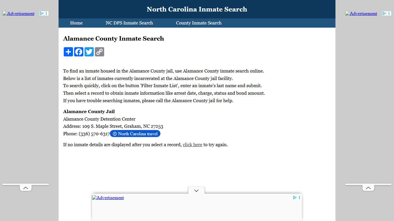 Alamance County Inmate Search